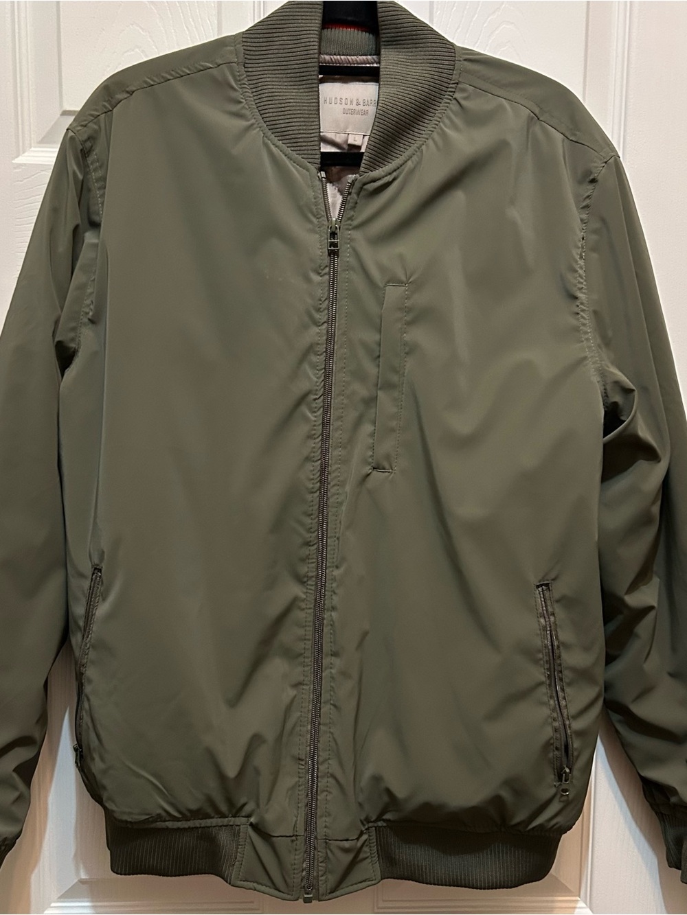 Hudson & Barrow Outerwear Olive Green Men's Bomber Jacket Size Large